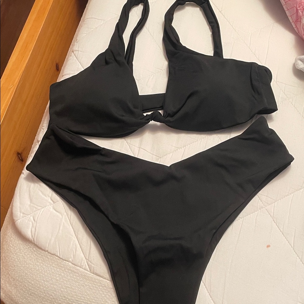 Super cute fun Black Women's V-Front Bikini Set